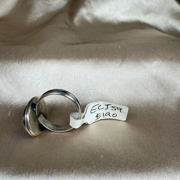 Blue Lace Agate Handmade Silver Ring Oval Faceted Gemstone Jewelry Size 8.5 - Picture 4 of 5